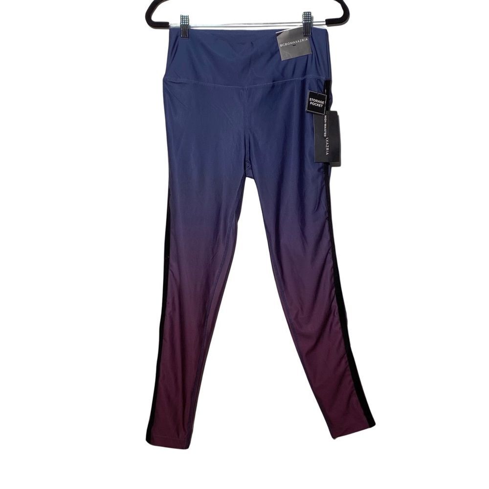 BCBGMAXAZRIA Purple‎ Ombré Velvet Stripe High Rise Leggings NWT M